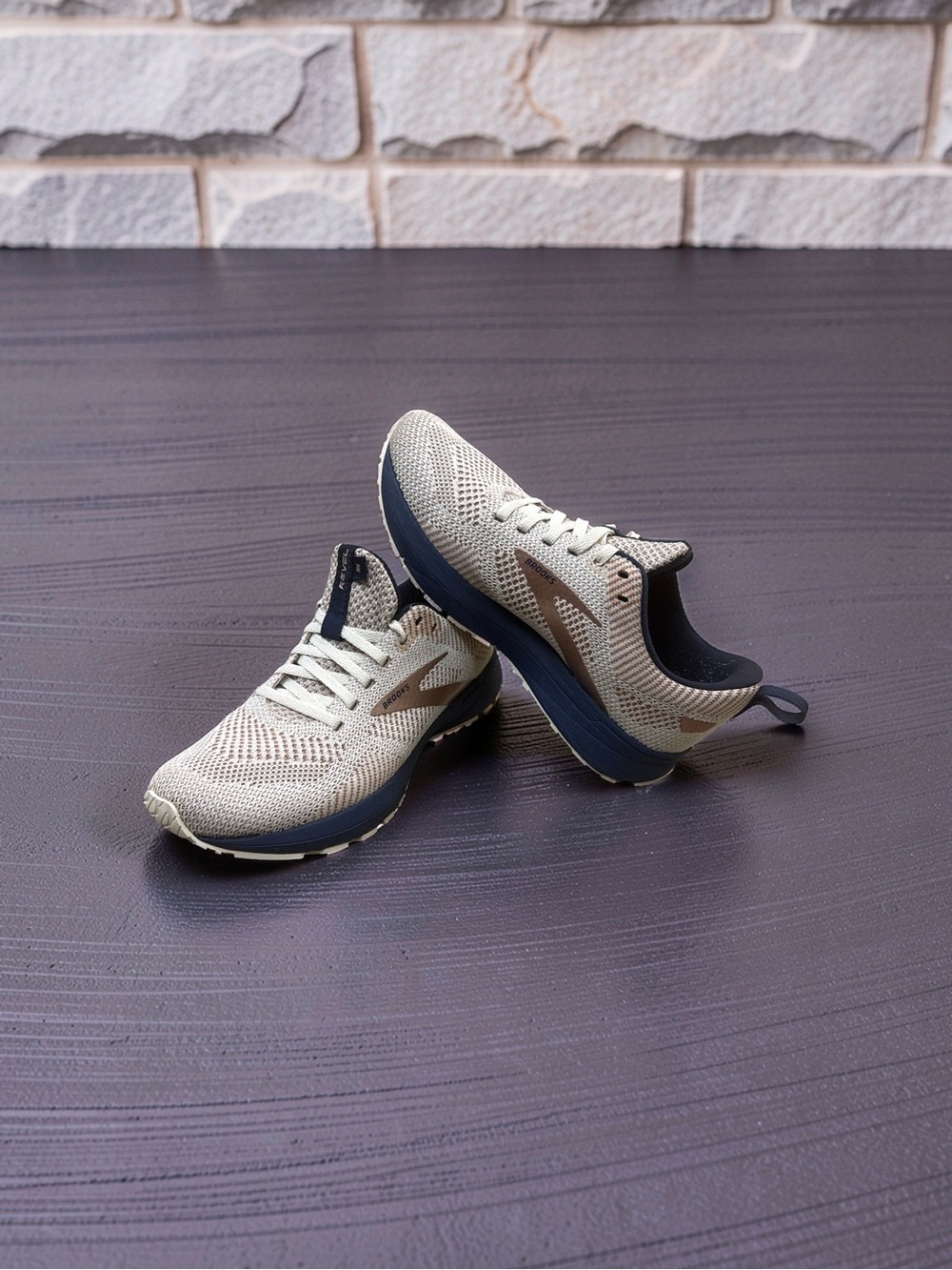 Brooks Women's Running Shoes in Beige and Navy
